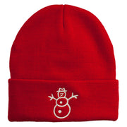 Christmas Snowman Embroidered Cuff Beanie