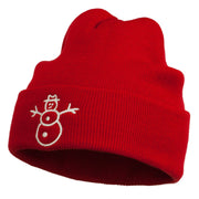 Christmas Snowman Embroidered Cuff Beanie