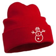 Christmas Snowman Embroidered Cuff Beanie