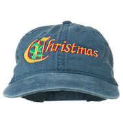 Christmas Holly Leaves Embroidered Washed Cap