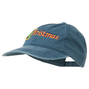 Christmas Holly Leaves Embroidered Washed Cap