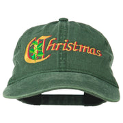 Christmas Holly Leaves Embroidered Washed Cap