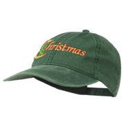 Christmas Holly Leaves Embroidered Washed Cap