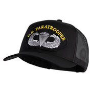 U.S. Paratrooper Patched Solid Cotton Twill Mesh Prostyle Cap - Black OSFM