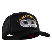 U.S. Paratrooper Patched Solid Cotton Twill Mesh Prostyle Cap - Black OSFM