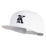 Old English Black K Patched 6 Panels Round Bill Cap - White OSFM