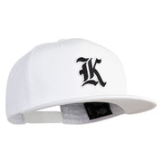 Old English Black K Patched 6 Panels Round Bill Cap - White OSFM