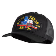 USS Texas 1912 1948 BB 35 Patched Solid Cotton Twill 5 panel Mesh Back Cap - Black OSFM
