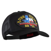 USS Texas 1912 1948 BB 35 Patched Solid Cotton Twill 5 panel Mesh Back Cap - Black OSFM