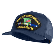 Operation Joint Endeavor United States Patched Solid Cotton Twill 5 panel Mesh Back Cap - Navy OSFM