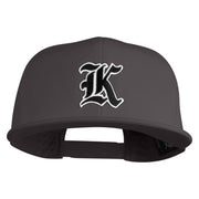 Old English Black K Patched 6 Panels Round Bill Cap - Dark Grey OSFM