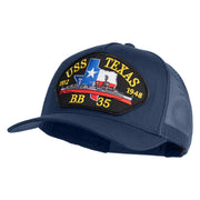 USS Texas 1912 1948 BB 35 Patched Solid Cotton Twill 5 panel Mesh Back Cap - Navy OSFM