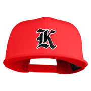 Old English Black K Patched 6 Panels Round Bill Cap - Red OSFM