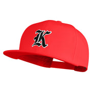 Old English Black K Patched 6 Panels Round Bill Cap - Red OSFM