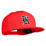 Old English Black K Patched 6 Panels Round Bill Cap - Red OSFM