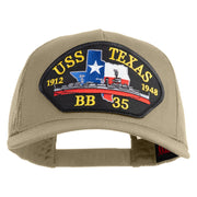 USS Texas 1912 1948 BB 35 Patched Solid Cotton Twill 5 panel Mesh Back Cap - Khaki OSFM