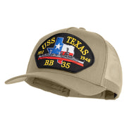 USS Texas 1912 1948 BB 35 Patched Solid Cotton Twill 5 panel Mesh Back Cap - Khaki OSFM