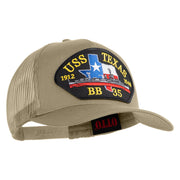 USS Texas 1912 1948 BB 35 Patched Solid Cotton Twill 5 panel Mesh Back Cap - Khaki OSFM