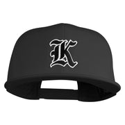 Old English Black K Patched 6 Panels Round Bill Cap - Black OSFM