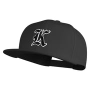 Old English Black K Patched 6 Panels Round Bill Cap - Black OSFM