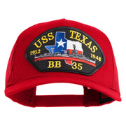 USS Texas 1912 1948 BB 35 Patched Solid Cotton Twill 5 panel Mesh Back Cap - Red OSFM