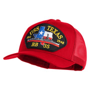 USS Texas 1912 1948 BB 35 Patched Solid Cotton Twill 5 panel Mesh Back Cap - Red OSFM