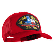 USS Texas 1912 1948 BB 35 Patched Solid Cotton Twill 5 panel Mesh Back Cap - Red OSFM