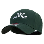 Save Nature Text Embroidered Solid Cotton Twill Low Profile Cap - Dk-Green OSFM