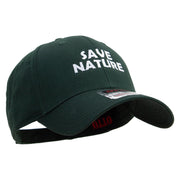 Save Nature Text Embroidered Solid Cotton Twill Low Profile Cap - Dk-Green OSFM