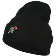 Christmas Candy Cane Embroidered Long Beanie