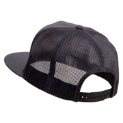 Skull Veteran 5 Panel Mesh Trucker Snapback Cap - Charcoal OSFM