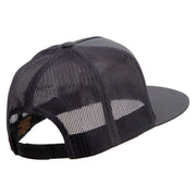 Skull Veteran 5 Panel Mesh Trucker Snapback Cap - Charcoal OSFM