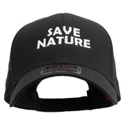 Save Nature Text Embroidered Solid Cotton Twill Low Profile Cap - Black OSFM