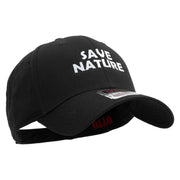 Save Nature Text Embroidered Solid Cotton Twill Low Profile Cap - Black OSFM