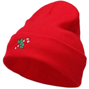 Christmas Candy Cane Embroidered Long Beanie