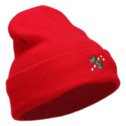 Christmas Candy Cane Embroidered Long Beanie