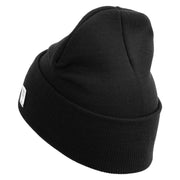 US Marines Retired Flag Logo Embroidered 12 Inch Solid Knit Cuff Long Beanie Made in USA - Black OSFM