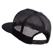 Skull Veteran 5 Panel Mesh Trucker Snapback Cap - Black OSFM