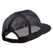 Skull Veteran 5 Panel Mesh Trucker Snapback Cap - Black OSFM