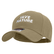 Save Nature Text Embroidered Solid Cotton Twill Low Profile Cap - Khaki OSFM