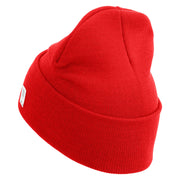 US Marines Retired Flag Logo Embroidered 12 Inch Solid Knit Cuff Long Beanie Made in USA - Red OSFM