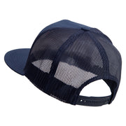 Skull Veteran 5 Panel Mesh Trucker Snapback Cap - Navy OSFM