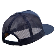 Skull Veteran 5 Panel Mesh Trucker Snapback Cap - Navy OSFM