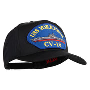 USS Yorktown CV 10 Blue Patched Solid Cotton Twill 5 Panel Prostyle Snap Cap - Black OSFM