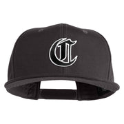 Old English Black C Patched 6 Panels Round Bill Cap - Dark Grey OSFM