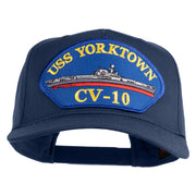 USS Yorktown CV 10 Blue Patched Solid Cotton Twill 5 Panel Prostyle Snap Cap - Navy OSFM