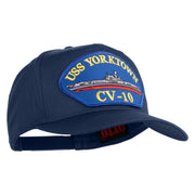 USS Yorktown CV 10 Blue Patched Solid Cotton Twill 5 Panel Prostyle Snap Cap - Navy OSFM