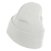 Red Martini and Olive Beverage Iron On Patched 12 Inch Long Knitted Beanie - White OSFM