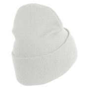 Red Martini and Olive Beverage Iron On Patched 12 Inch Long Knitted Beanie - White OSFM