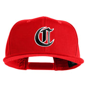 Old English Black C Patched 6 Panels Round Bill Cap - Red OSFM